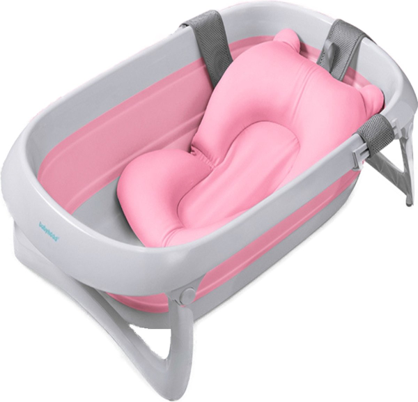 Babybadje - Babybadje standaard - Opvouwbaar babybad inclusief groot baby kussentje en met ingebouwde thermometer set - 0 tot jaar - Baby bad Nieuwste baby badje - Bad voor baby kleur roze kopen | Baby / Geboorte
