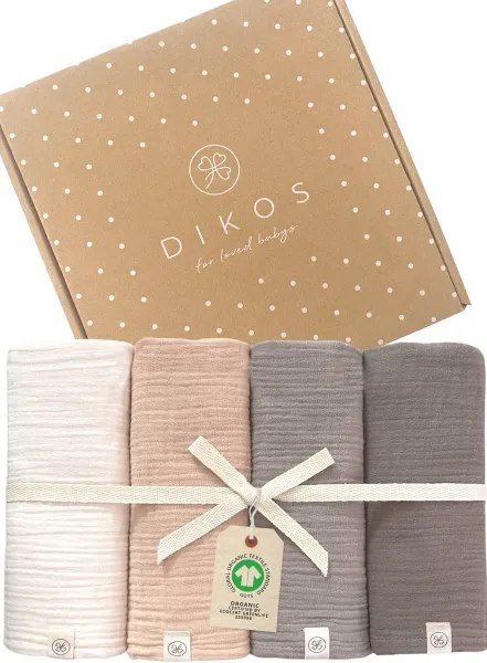 Babydoeken set van 4 - 100% biologisch katoen | Gecrêpt muslin spuugdoeken voor jongens en meisjes