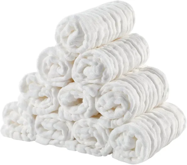 Babywashandjes van biologisch katoen - Zachte mousseline spuugdoeken voor pasgeborenen
