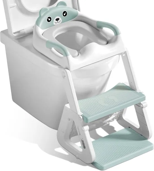 DailySupplies® WC Verkleiner met Trapje - Potje Peuter - Plaspotje Opvouwbaar - Wit met Groen