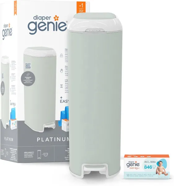 Diaper Genie Platinum luieremmer groen met 1 Easy Roll navulling 18 zakken, Vert