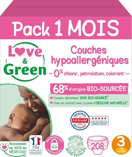 Ecologische en Hypoallergene Babydoekjes - Maat 3 (4-9 kg) - Voordeelverpakking 208 Stuks - Absorberend en Leaks Bestendig