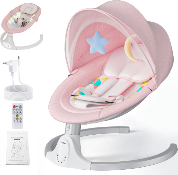 Bioby Elektrisch Wipstoel - Baby Schommelstoel - Elektrische Babyschommel Babyswing - Wipstoeltjes voor Baby met Muggennet - Roze kopen | Baby / Geboorte