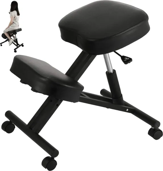 Ergonomische kniestoel van PVC-schuim en stalen heupkussen 39 x 31 cm - Gezondheidsstoel kniestoel met 4 wielen en 120 kg draagvermogen - kantoorstoel meditatiestoel etc. verschoningsmatje met luieret