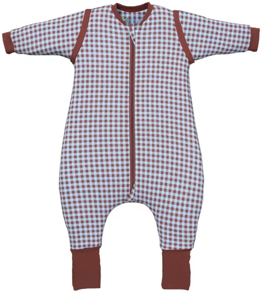 Goodivery® - Inbakeren - Heerlijk Dromen - Swaddle Doek - 100% katoen - Afneembare Mouwen - Ideaal voor Het Tussenseizoen en de Winter - 117 cm - Vichy Bruin en Blauw