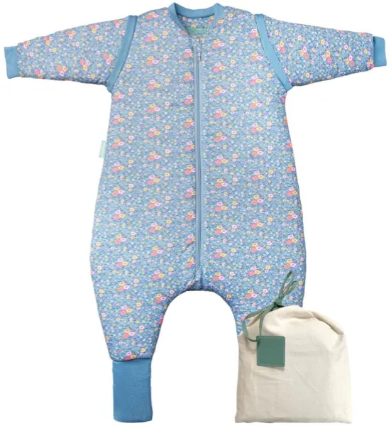 Goodivery® - Inbakeren - Heerlijk Dromen - Swaddle Doek - 100% katoen - Afneembare Mouwen - Ideaal voor Het Tussenseizoen en de Winter - 90 cm(Wild Orchid, Blauw
