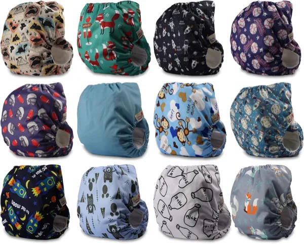 Goodivery® - Wasbare Luiers - Baby herbruikbare pocketluier - standaard drukknoopjes - 12 luiers