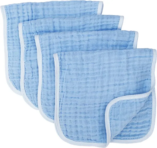 Grote Mousseline Spuugdoeken 50x25 cm | 100% Katoen | 6 Lagen - 4 Pack Blauw