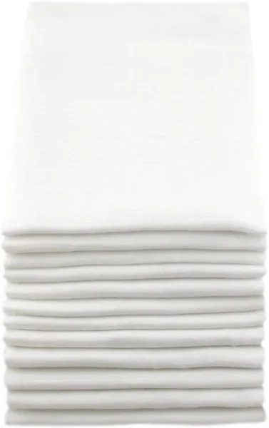 Hoogwaardige mousseline babydoekjes - Vierkant, 12 stuks - Zacht en absorberend