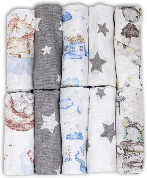 Hydrofiele Luiers 70 x 80 cm - 10 Pack voor Meisjes en Jongens