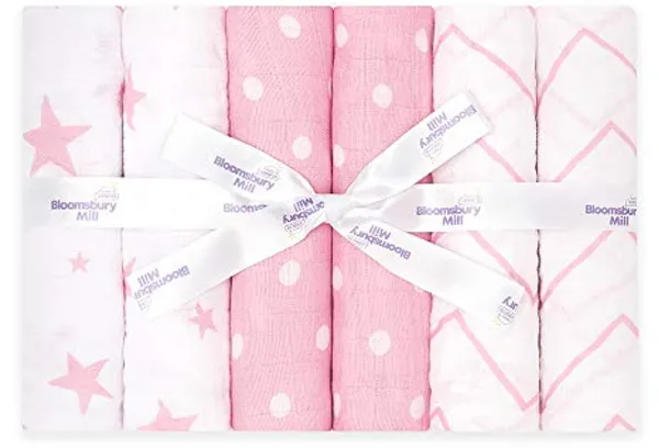 Hydrofiele babydoeken set van 6 - Zachte biologisch katoenen mousseline vierkanten - Grote spuugdoeken voor pasgeboren