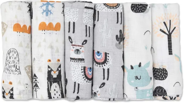 Hydrofiele luiers set van 6 - 70x80 cm, stoffen luiers, ademend katoen, unisex, voor baby's