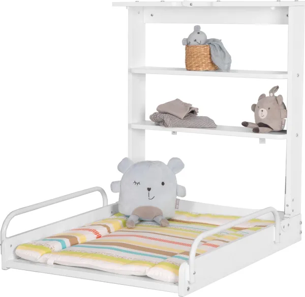 JGS ® Stijlvol en Veilig Wandcommode Rek met Inclusief Aankleedkussen voor Babyverzorging