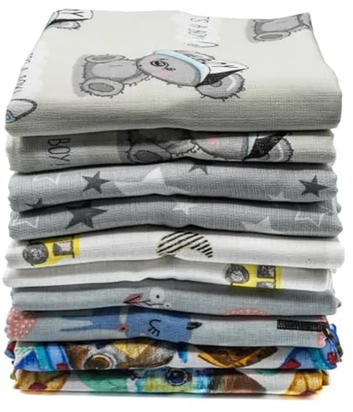 Katoenen stoffen luiers en spuugdoekjes - 12-pack - 70x80 cm - OEKO-TEX goedgekeurd - veelzijdige babydoeken