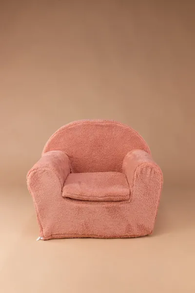 Kinderfauteuil met naam - Teddy stof - Roze
