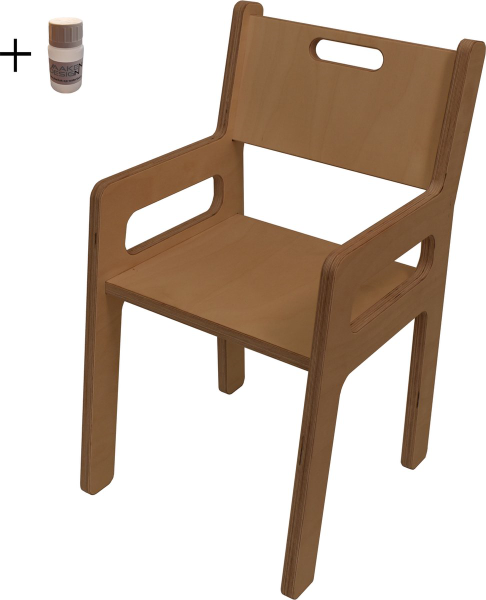 Kinderstoel met leuning - Kinderstoeltje 3-8 jaar - Zithoogte 30cm - Van Aaken Design - Gemaakt in - Berken Multiplex - incl. Meubellak kopen | Baby / Geboorte