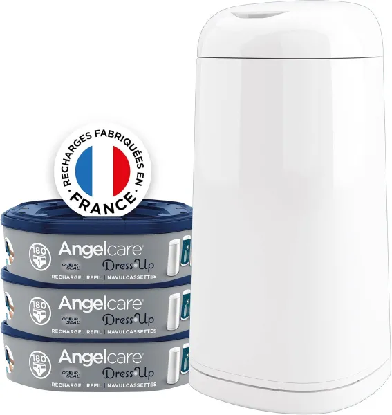 Luieremmer met navulverpakkingen, geurremmend en antibacterieel, hoge capaciteit, eenvoudig te gebruiken, wit