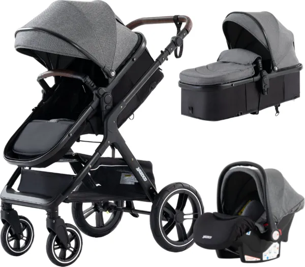 elleboog amateur kortademigheid Luxe 3-in-1 Kinderwagen - Wandelwagen - Autostoeltje - Buggy - Inklapbaar -  Zwart en Grijs - 0-36 Maanden kopen | Baby / Geboorte