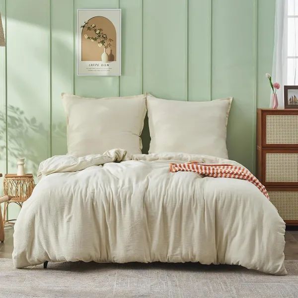 Luxe Dekbedovertrekset - Klassiek Seersucker Ontwerp - Set van 1 - 220 x 240 cm - 100% Katoen