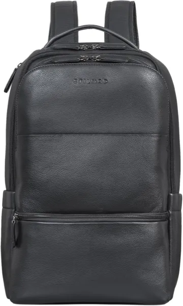 Luxe Leren Rugzak Met Laptopvak - Vintage Zwart - Voor Dames en Heren