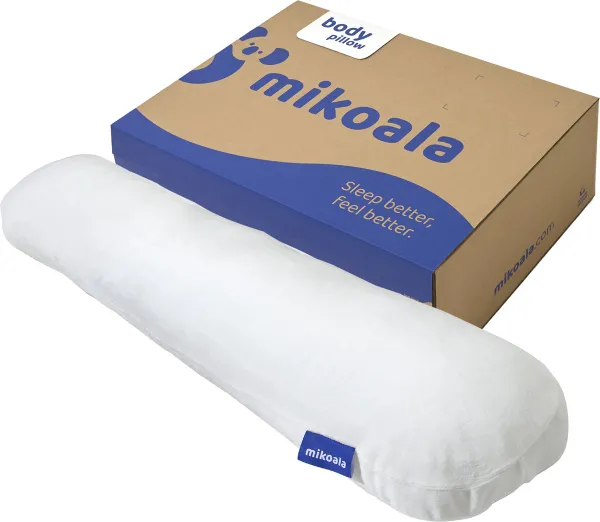 Mikoala - Lichaamskussen in Comforthoes 110cm – Zwangerschapskussen – Body Pillow – 6 weken proefslapen - Ergonomisch Kussen – Rug- en Zijslapers - Hypoallergeen – Ontworpen door fysiotherapeut – Nekk
