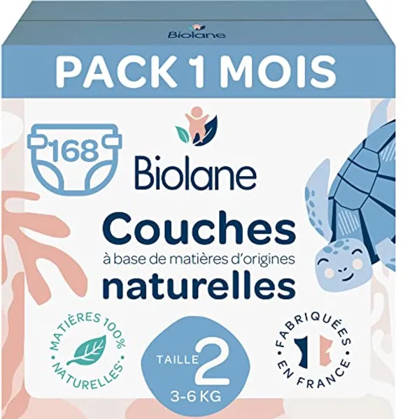 Milieuvriendelijke luiers maat 2 - Ultra-absorberend, 12 uur droog - Geschikt voor gevoelige huid - 168 luiers