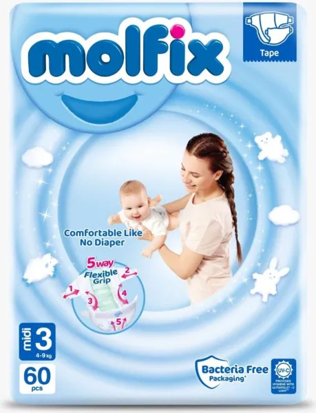 Molfix 3 Midi 4-9 KG - 720 luiers - (12 x 60) - Maandbox