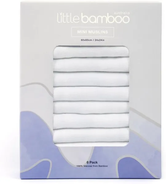 Mousseline Vierkanten Pack - 8 Stuks, Wit - Multifunctioneel voor Baby's