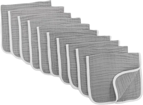 Mousseline spuugdoeken 10 stuks - Grote 6 lagen 50x20 cm - 100% Katoen - Grijs
