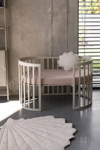 Multifunctioneel OVAAL 7 in 1 Babybed / peuterbed incl. matras - Olive - Olijfgroen ledikant-bed- meegroei