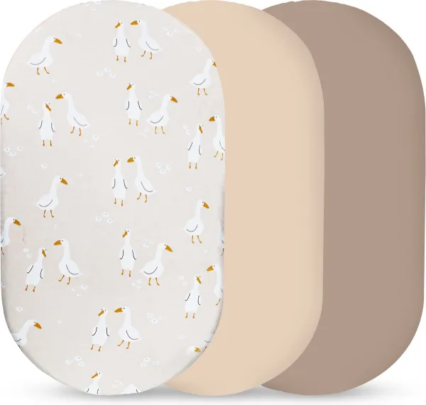 Muuzey Universele lakenset - Hoeslaken Baby voor Kinderwagen, Verschoonmand en Mozesmand - Wieglaken set - Aankleedkussenhoes - 3-pak - Kraamcadeau babyshower - 40x70cm jersey katoen