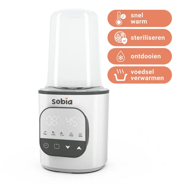 Sobia 8-in-1 Flessenwarmer – Opwarmen, warmhouden en steriliseren - Flessenwarmers – Incl gratis E-Book