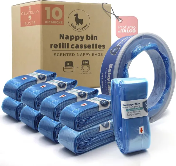 Navulverpakkingen voor luiersysteem - Duurzaam en milieuvriendelijk (9 zakjes & 1 mand)