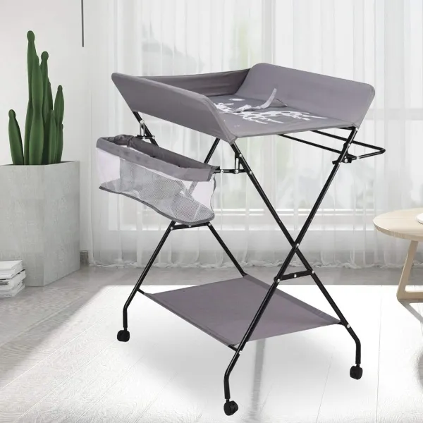 Opklapbare luiertafel met aankleedkussen en opbergruimte - Veilig en ruimtebesparend