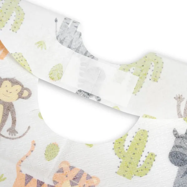 Pack of 10 Disposable Waterproof Bibs for Kids - Adjustable Food Bag with Fun Prints