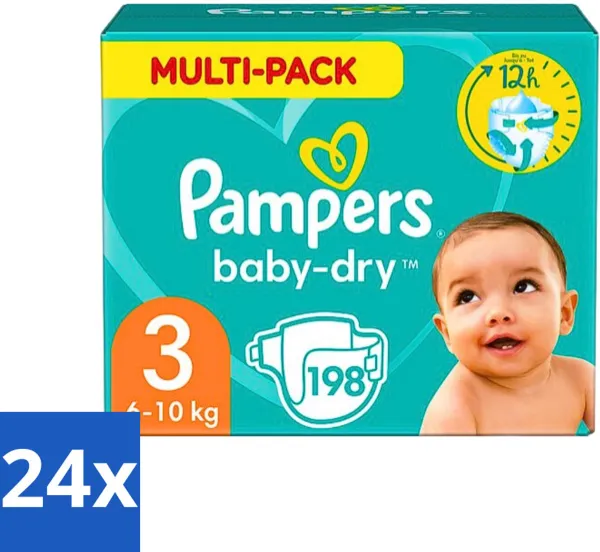 Pampers - Baby-Dry - Luiers - Maat 3 (6-10 kg) - 198 Luiers - Voordeelverpakking - 24 stuks