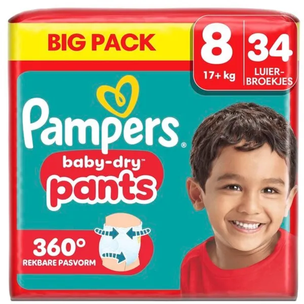 Pampers Baby-Dry Pants Maat 8 Luierbroekjes (17+kg) - 34 stuks