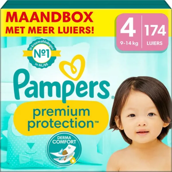 Pampers Premium Protection - Maat 4 (9kg - 14kg) - 174 Luiers - Maandbox