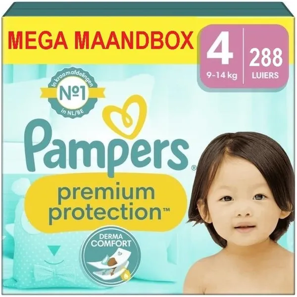 Pampers - Premium Protection - Maat 4 - Mega Maandbox - 288 luiers - 9/14 KG