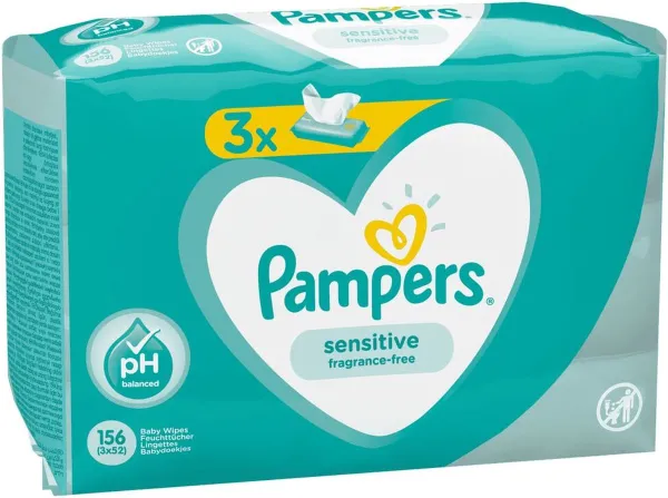 Pampers Sensitive Babydoekjes 2+1 promo pack 156 Doekjes