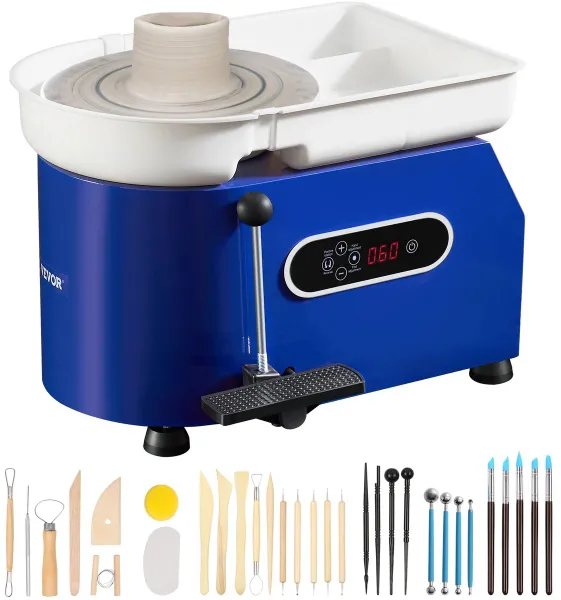 Pottenbakkerij - Elektrische Pottenbakkers Draaischijf - Pottenbakkers Draaischijf - Elektrische Pottenbakkersschijf Machine - 60-300RPM - 350W 5kg - met Snelheidshendel, Voetpedaal Contro en ABS Afne