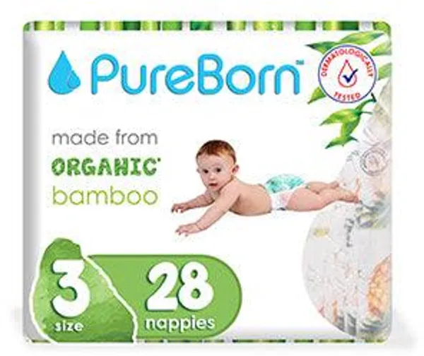 Pureborn Luiers Bamboevezel 28 Stuks Maat 3