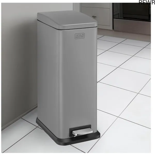 RFWR® 20L Grijze Slimline Pedaalemmer met Soft Close Deksel - Roestvrij Staal