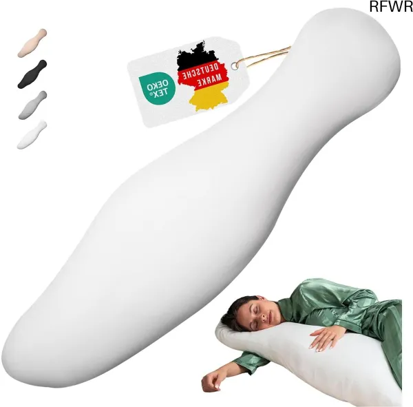 RFWR® Ergonomisch Zijslaapkussen Van 100% Katoen - Wasbaar En Ondersteunend Kussen Voor Zwangerschap En Slaapcomfort