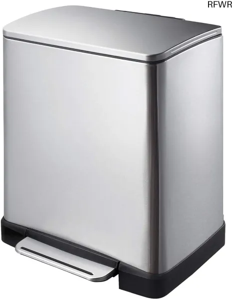 RFWR® Rechthoekige Pedaalemmer 20L van Roestvrij Staal met Dempersysteem en Stay-Open Functie