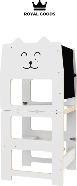RG® - Leertoren - Learning Tower - Opklapbaar - Krijtbord - Houten Leertoren - Keuken hulp - Opstapje - Antislip - Huishoudtrap - Keukentrapje - Leertoren keukenhulp