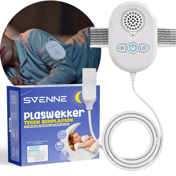 SVENNE® Plaswekker Bedplassen – Zindelijkheidstraining Kinderen & Volwassenen – Geluids- & Trilalarm – Oplaadbaar, Comfortabel & Effectief – Voor Nachtelijk Plassen – Vanaf 5 Jaar