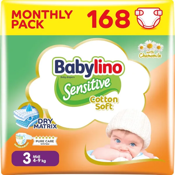 Sensitive Flexibele Luiers Maat 3 (4-9 kg) - 168 Stuks