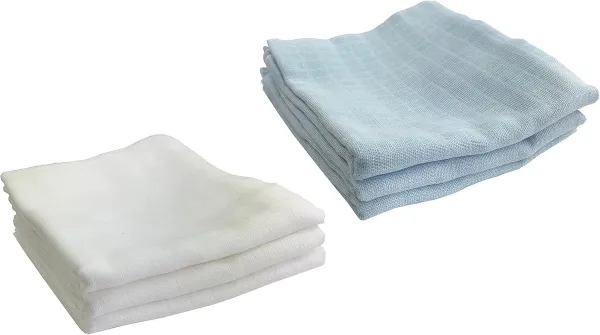 Set van 6 Mousselinedoeken voor Baby - Öko-Tex Gecertificeerd, Perfect als Slabbetje en Luiertje, 70x80 cm