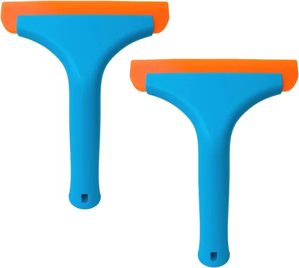 Siliconen Raamtrekker Set van 2 - Douchewissers voor Ramen, Spiegels en Glas in Blauw